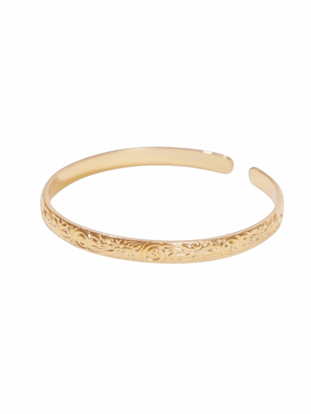 Our Spare Change Elegant Floral Gold-Tone Bangle Cuff Bracelet NEW
